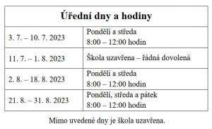 Úřední dny a hodiny